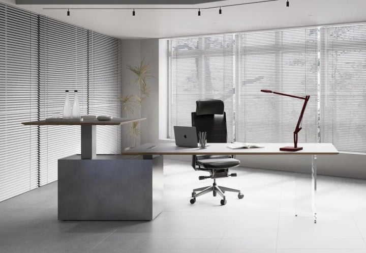 Varo Executive Desk – Graphene Top with Return and Lift