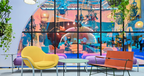 Bowler designer lounge chair by Matsu, designed by Joeri Reynaert, featuring a soft curved upholstered seat with premium Gabriel fabric