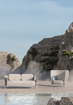 MATSU Collar Sofa - Elegant lounge seating with high collar design and refined gentleman style