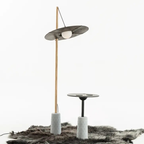 Nomad Lamp Drumroll - Exclusive Floor Lamp with Yak-Leather, Wood and Cement - MATSU Europe & Middle East