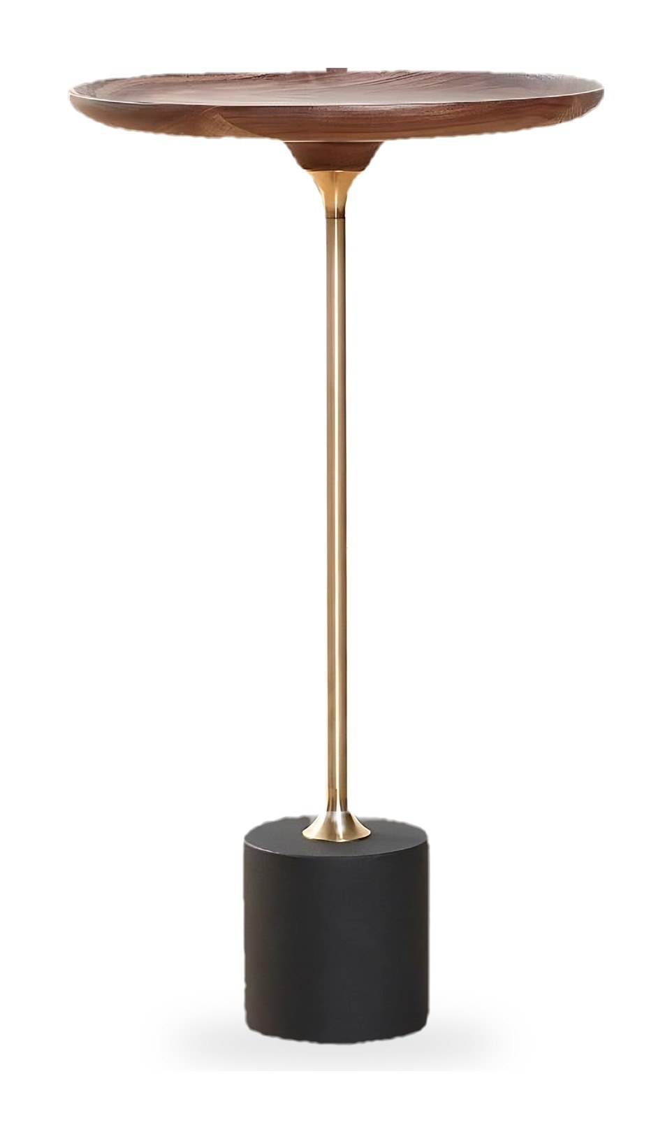 MATSU CHIC Halo side table with walnut top and brass stem