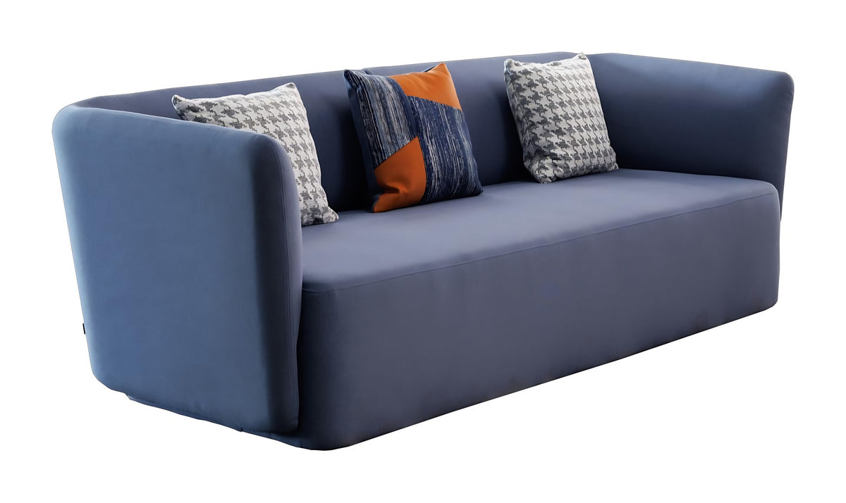 CHIC Hug sofa in navy blue with scatter cushions
