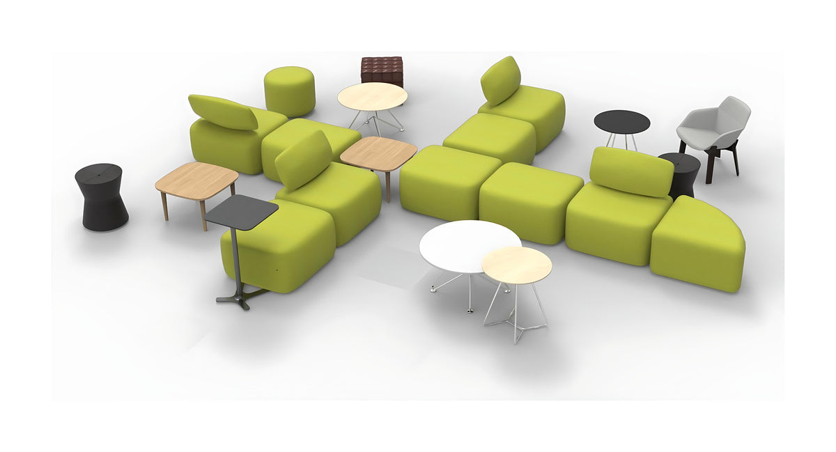CHIC Moss modular sofa system in lime green with tables
