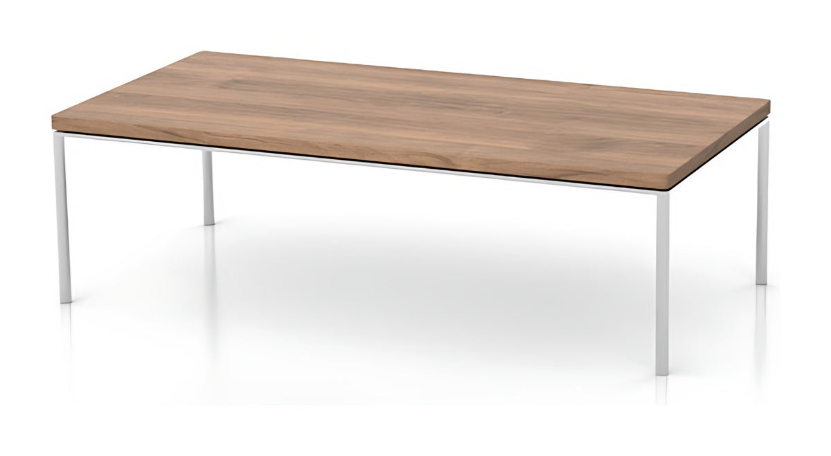 Clouds coffee table with walnut top and slim steel legs