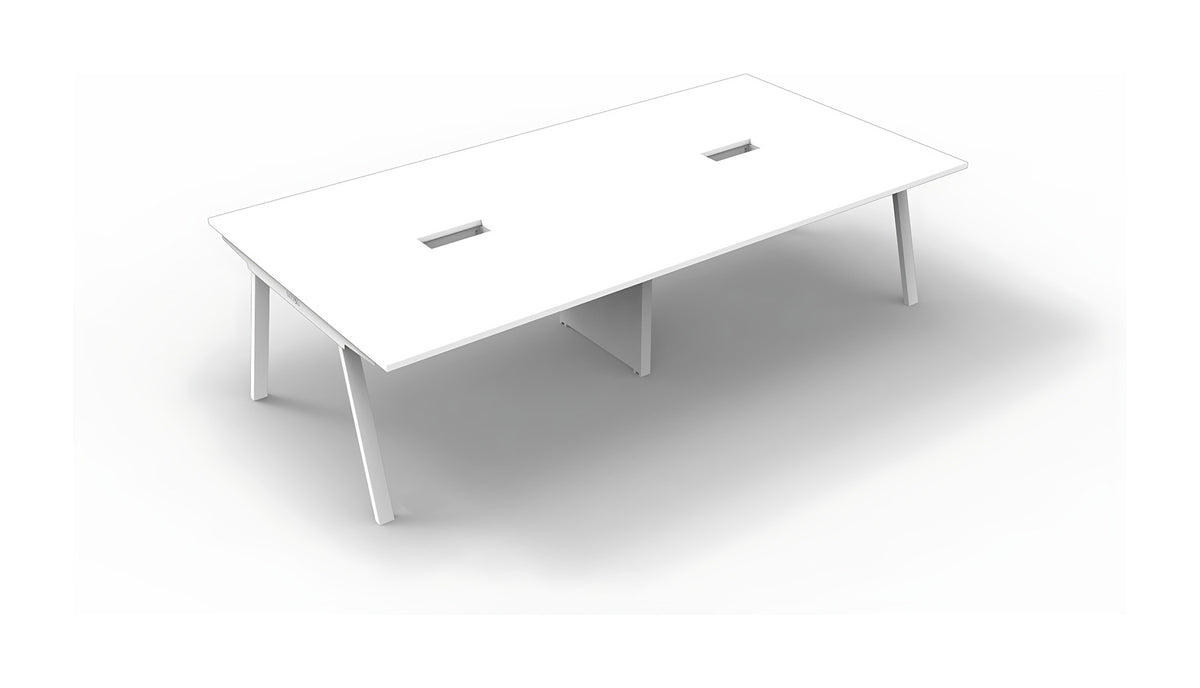 MATSU Cuka conference table in white with cable outlets
